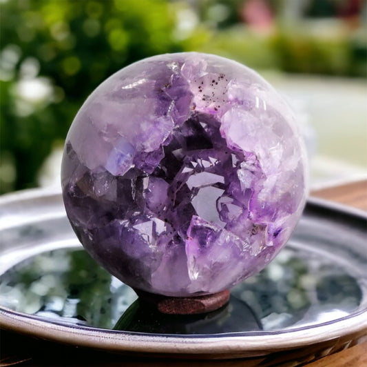 2) Premium Large Amethyst Crystal Geode Sphere