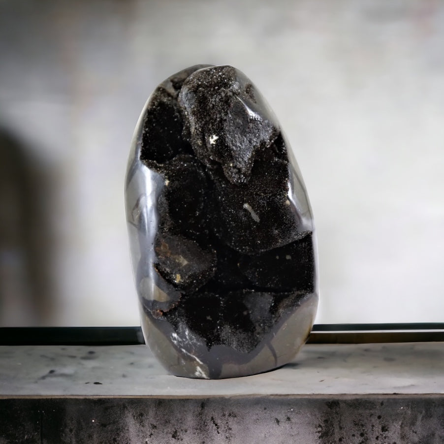 large black septarian crystal