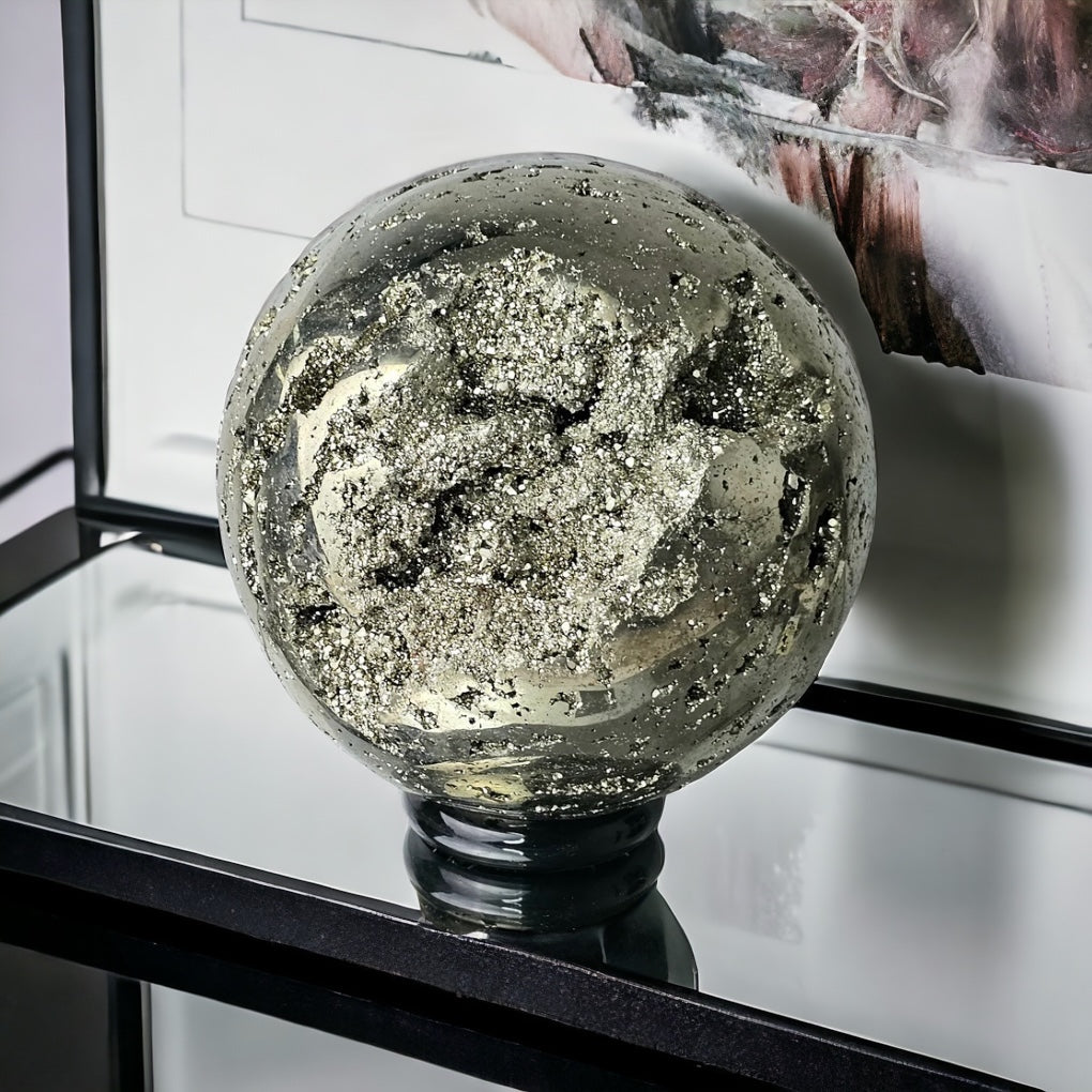 large pyrite crystal sphere for sale