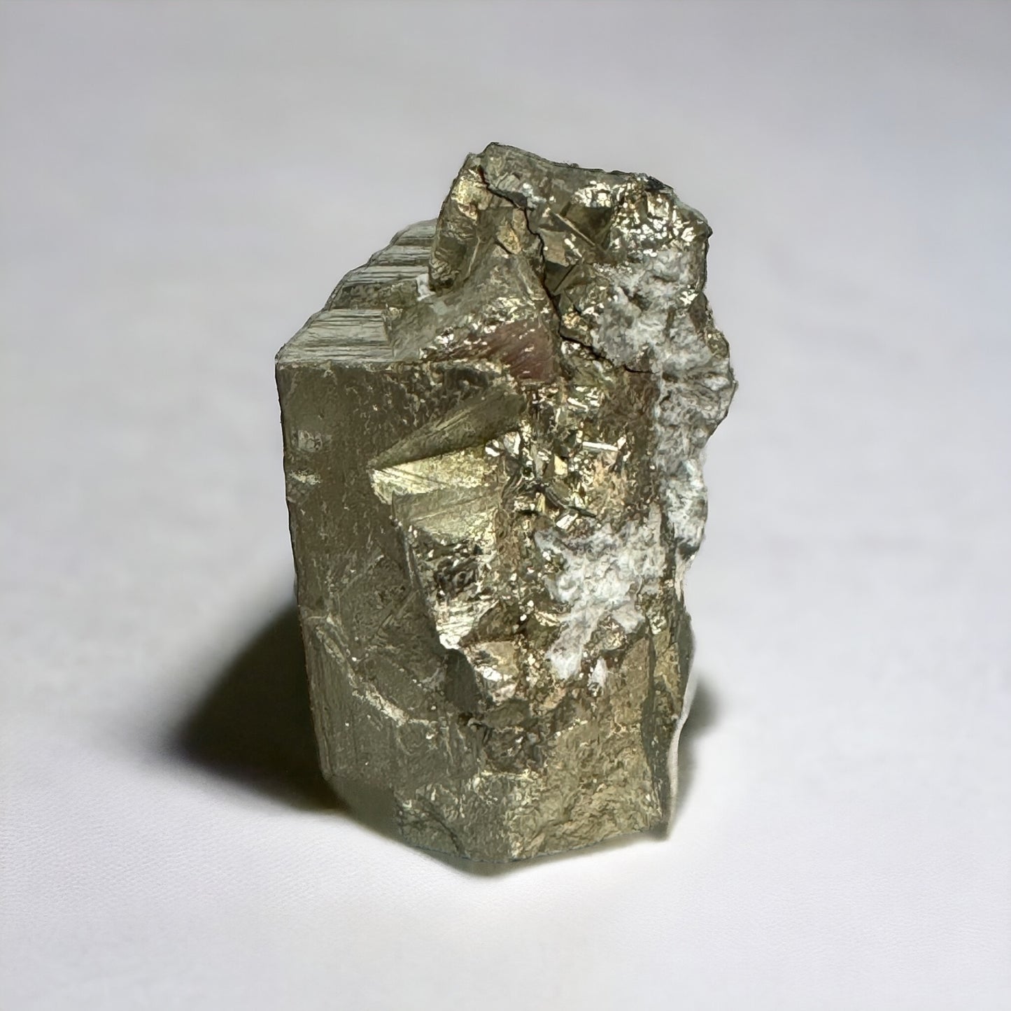 1) Pyrite Crystal Cube With Mangano Calcite