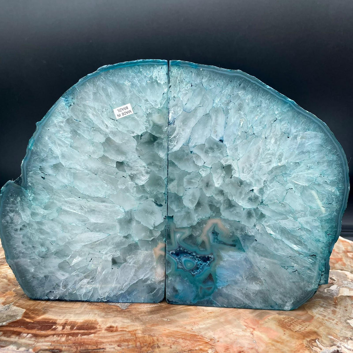 Luxury Blue Agate bookends for interior styling