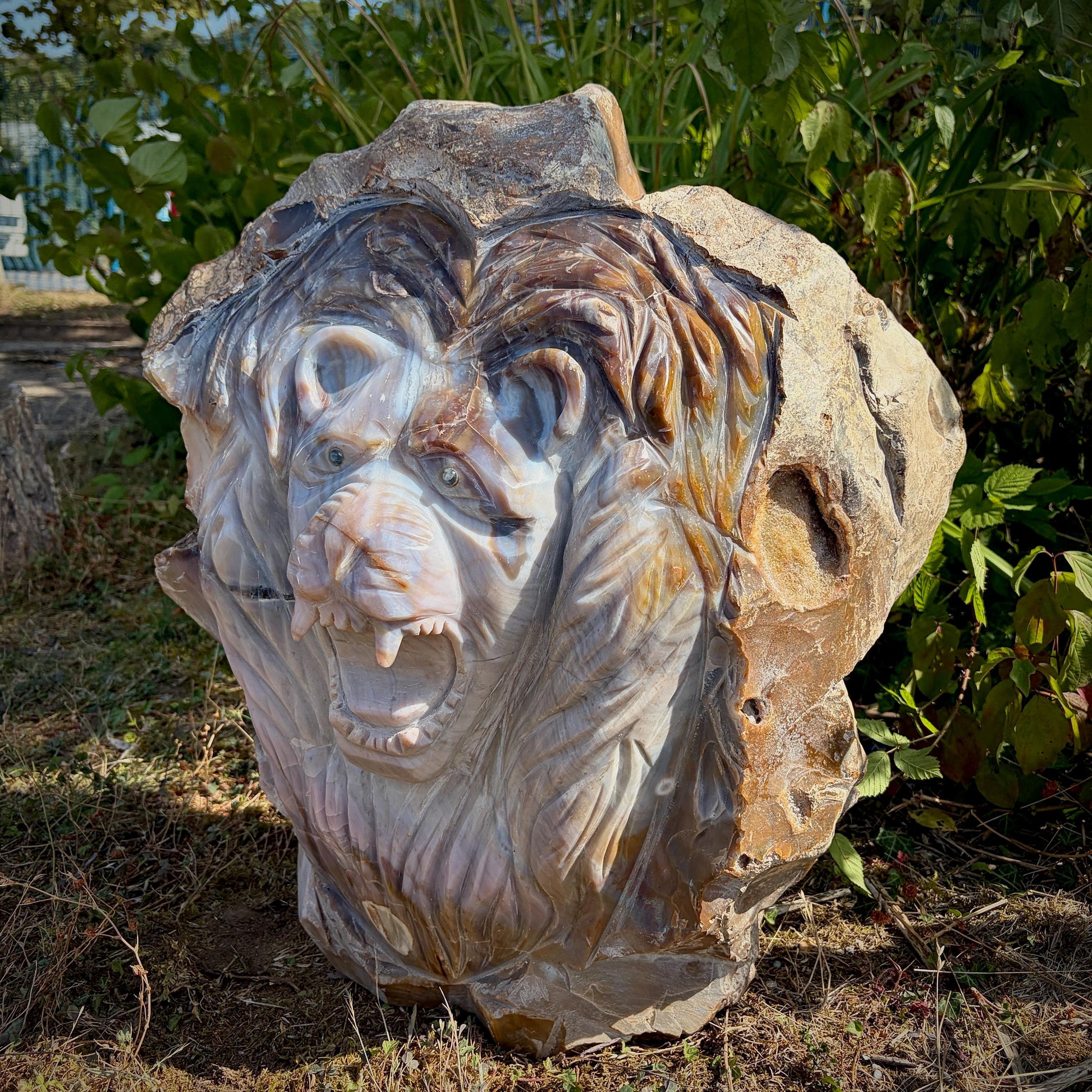 Luxury crystal lion sculpture crafted from genuine Violet Agate from Madagascar.