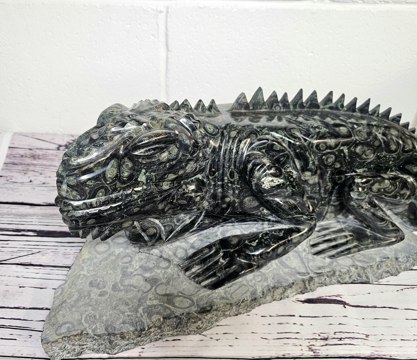 Unique Kambaba Jasper carving for crystal and animal lovers.