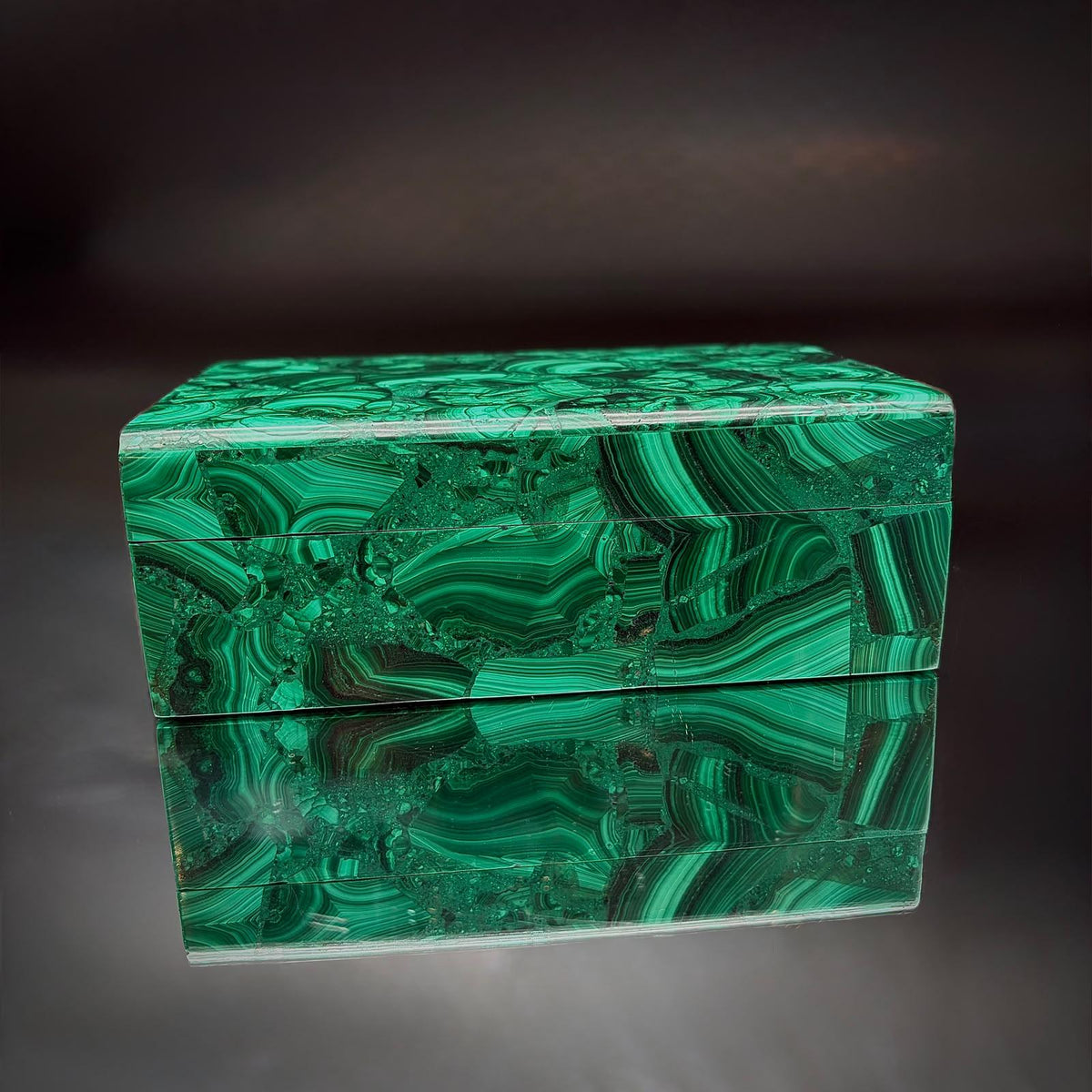 Luxury natural Malachite storage box for jewellery and keepsakes