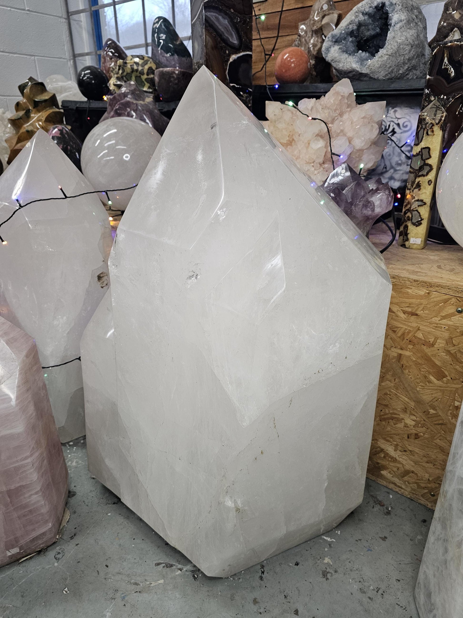 XL Madagascar quartz point – high quality, clear-tipped polished crystal, 335kg display specimen