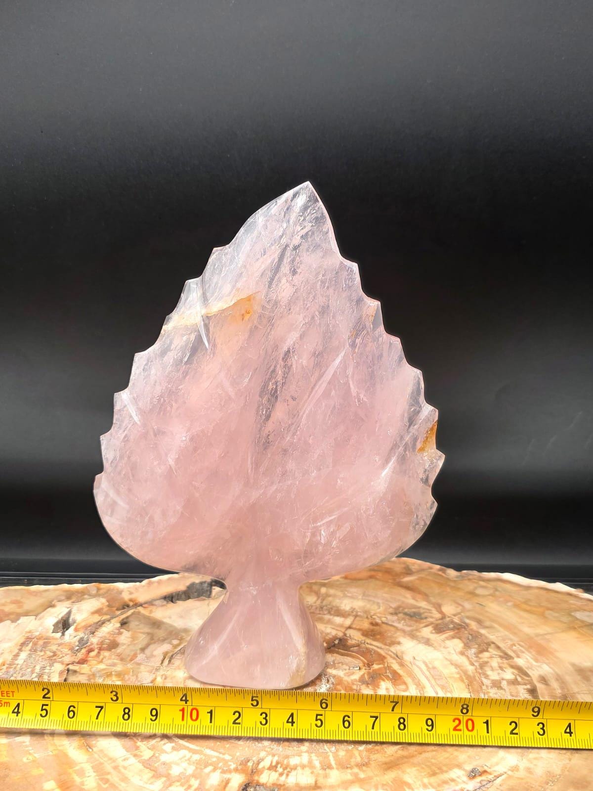 Luxury Rose Quartz botanical sculpture for modern interiors.