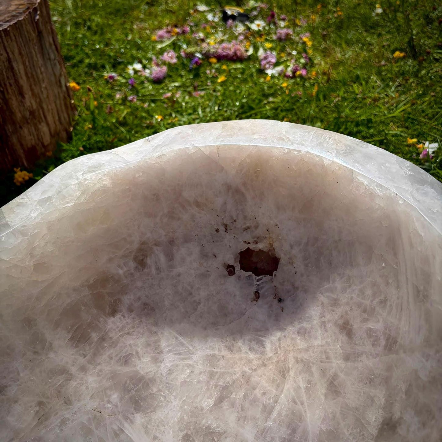 Madagascan Quartz bowl with polished finish and natural translucency for mindful, design-led interiors.