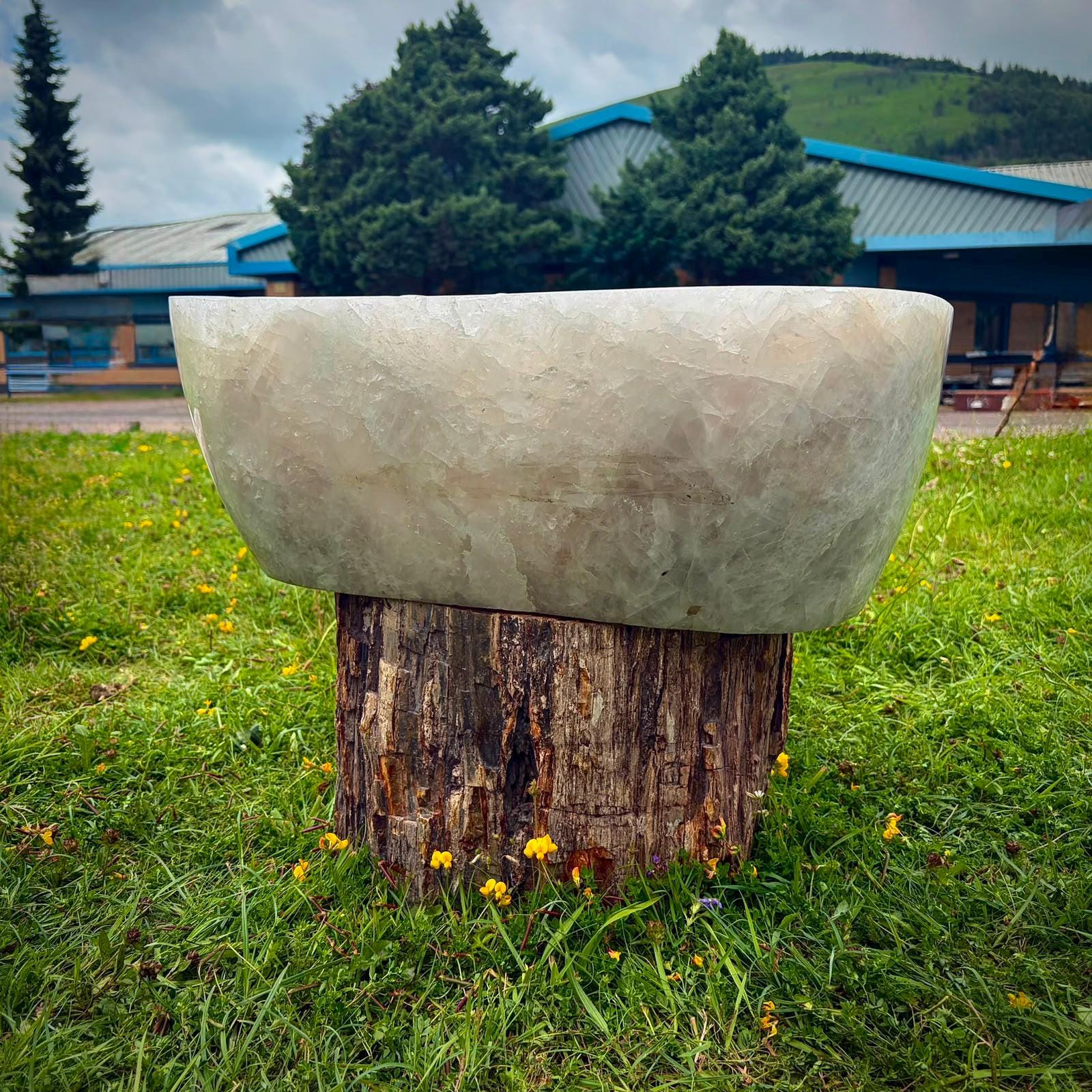 Madagascan Quartz bowl styled as a substantial luxury centrepiece.