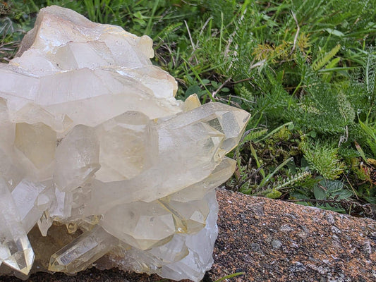 Madagascan citrine crystal cluster with golden natural sparkle