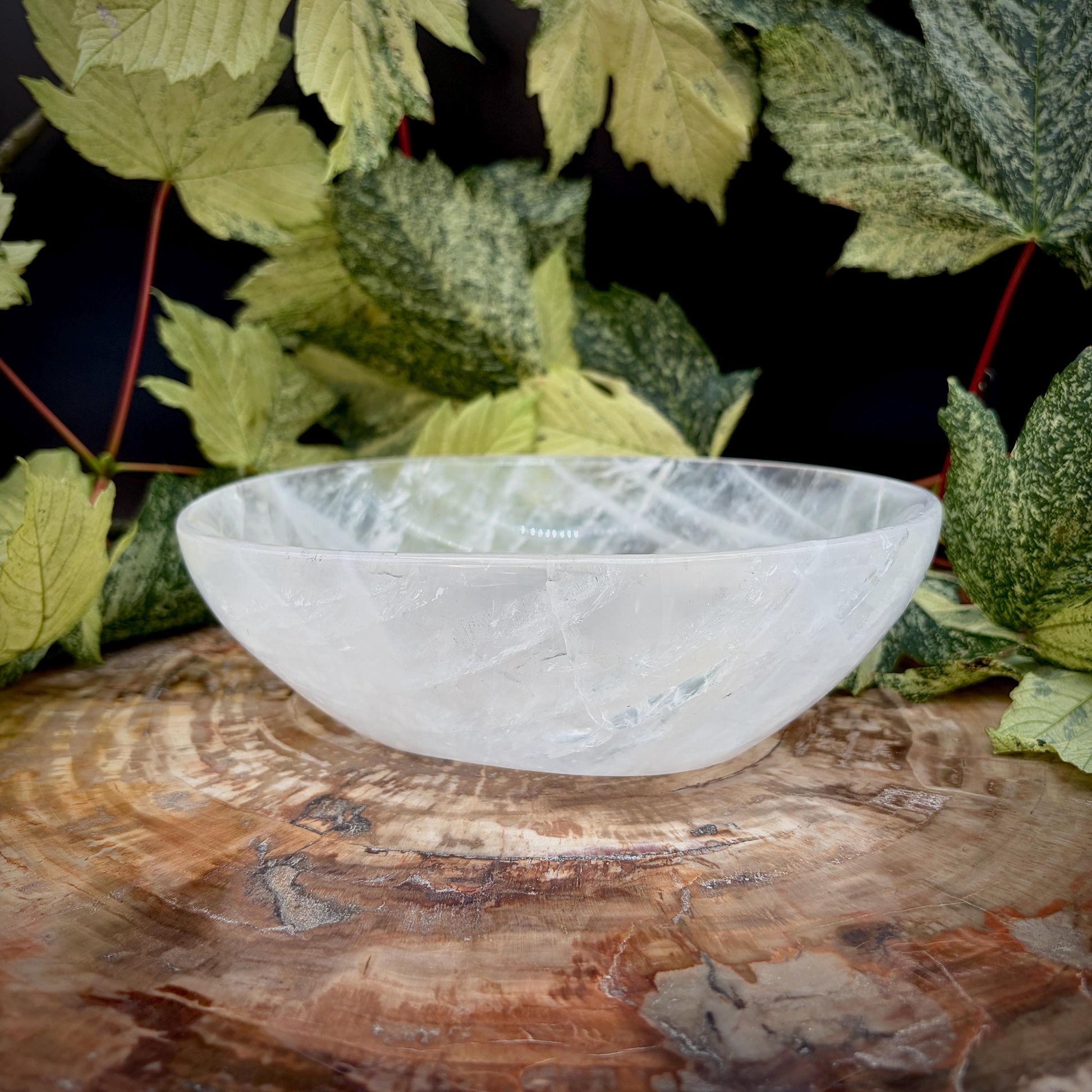 Madagascan Clear Quartz bowl hand carved from natural stone