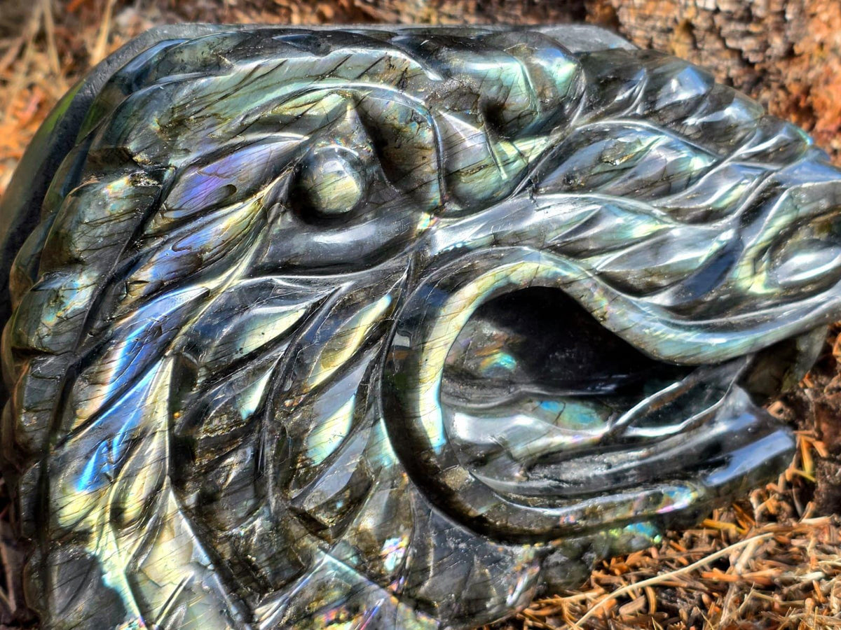Hand carved Labradorite Dragon crystal from Madagascar
