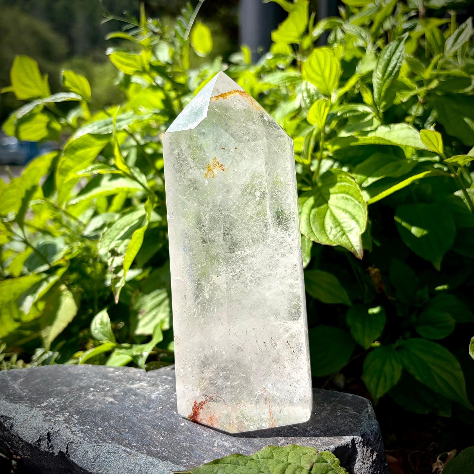 Madagascar quartz crystal home decor piece with polished tower shape and natural clarity.