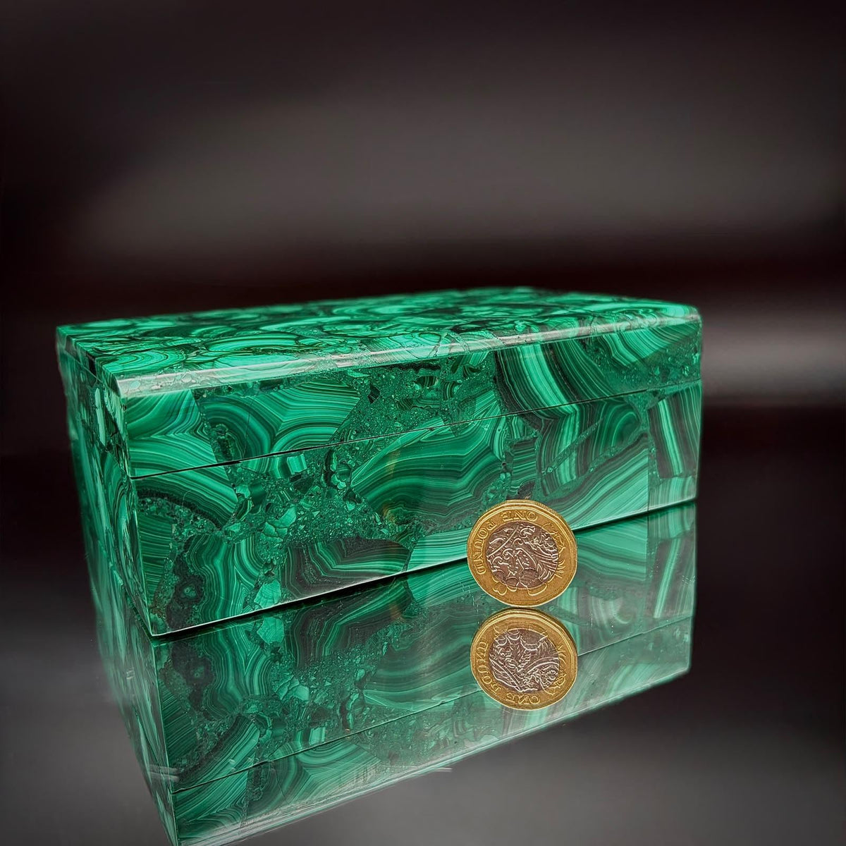 Malachite decorative box for luxury home interiors