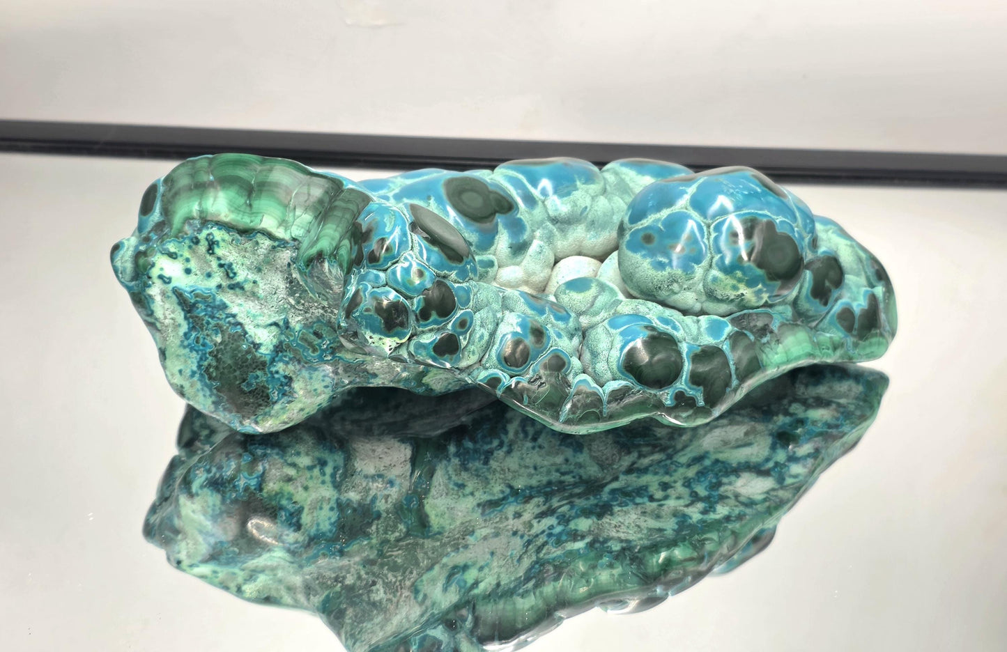 Close-up of vivid blue-green Malachite Chrysocolla patterns