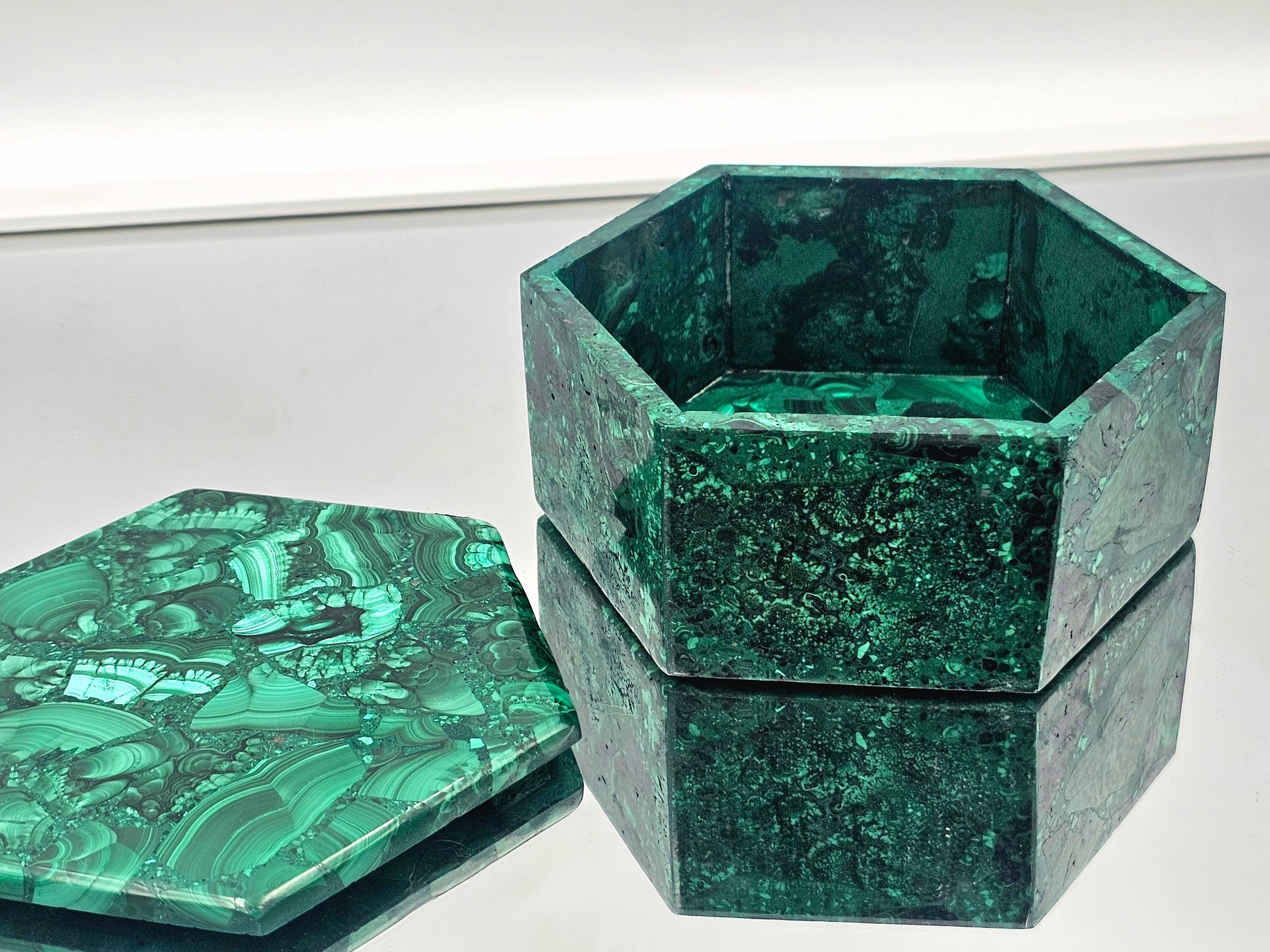 malachite  crystal storage box hexagon