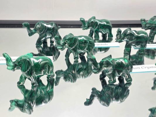 small malachite animal elephant carving