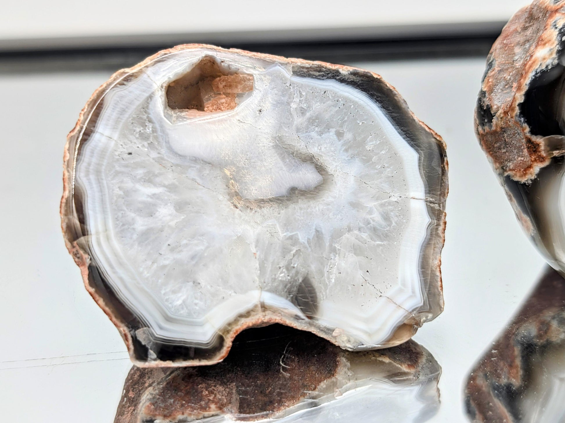 Matching duo of Malawi Agate crystals with banded design.