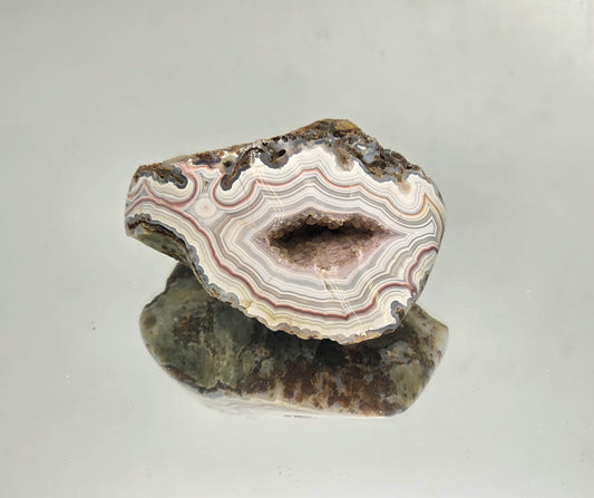 Malawi Agate natural geode polished crystal.
