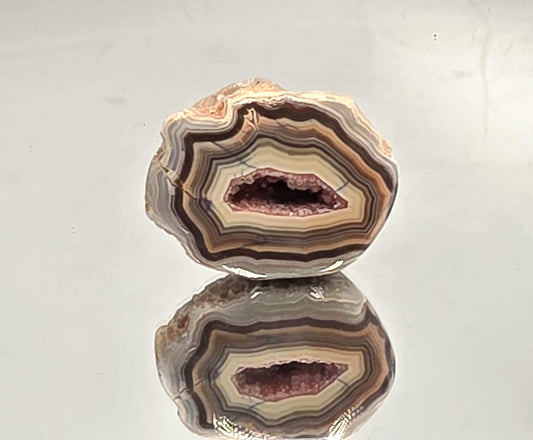 Malawi Agate geode pair with natural banding.