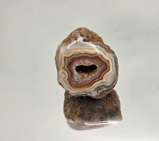 Rare Malawi Agate geode with polished surface.