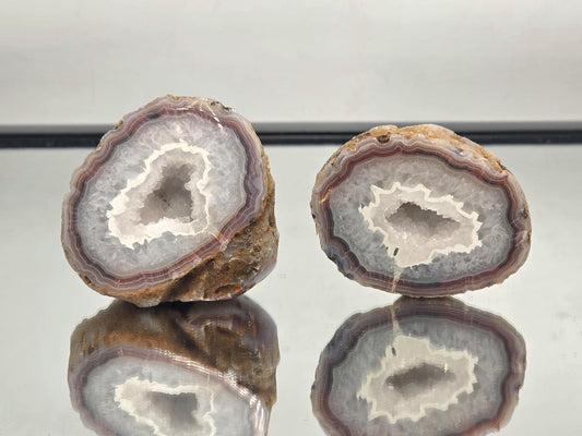 Vibrant Malawi Agate geode with polished face.
