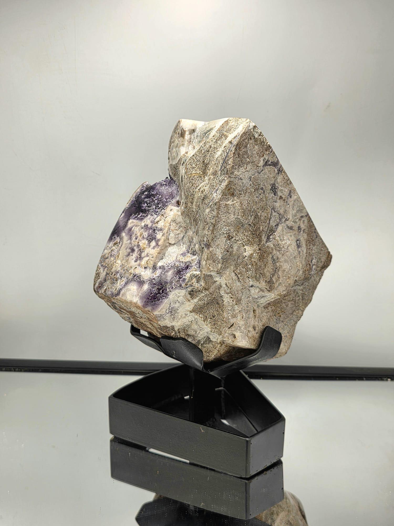 Mapatizya Amethyst crystal with polished metal base
