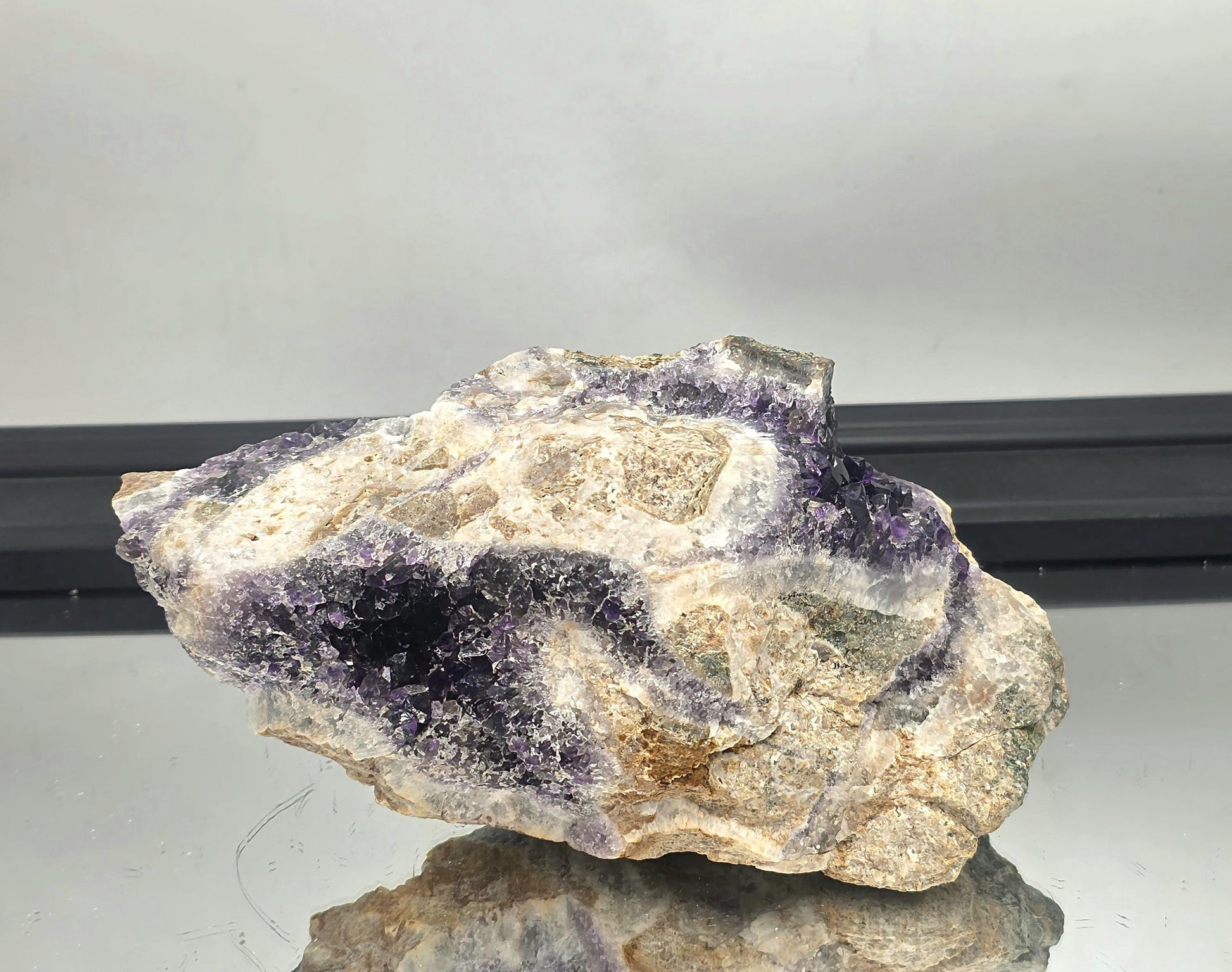 Mapatizya amethyst crystal cluster, small violet specimen.