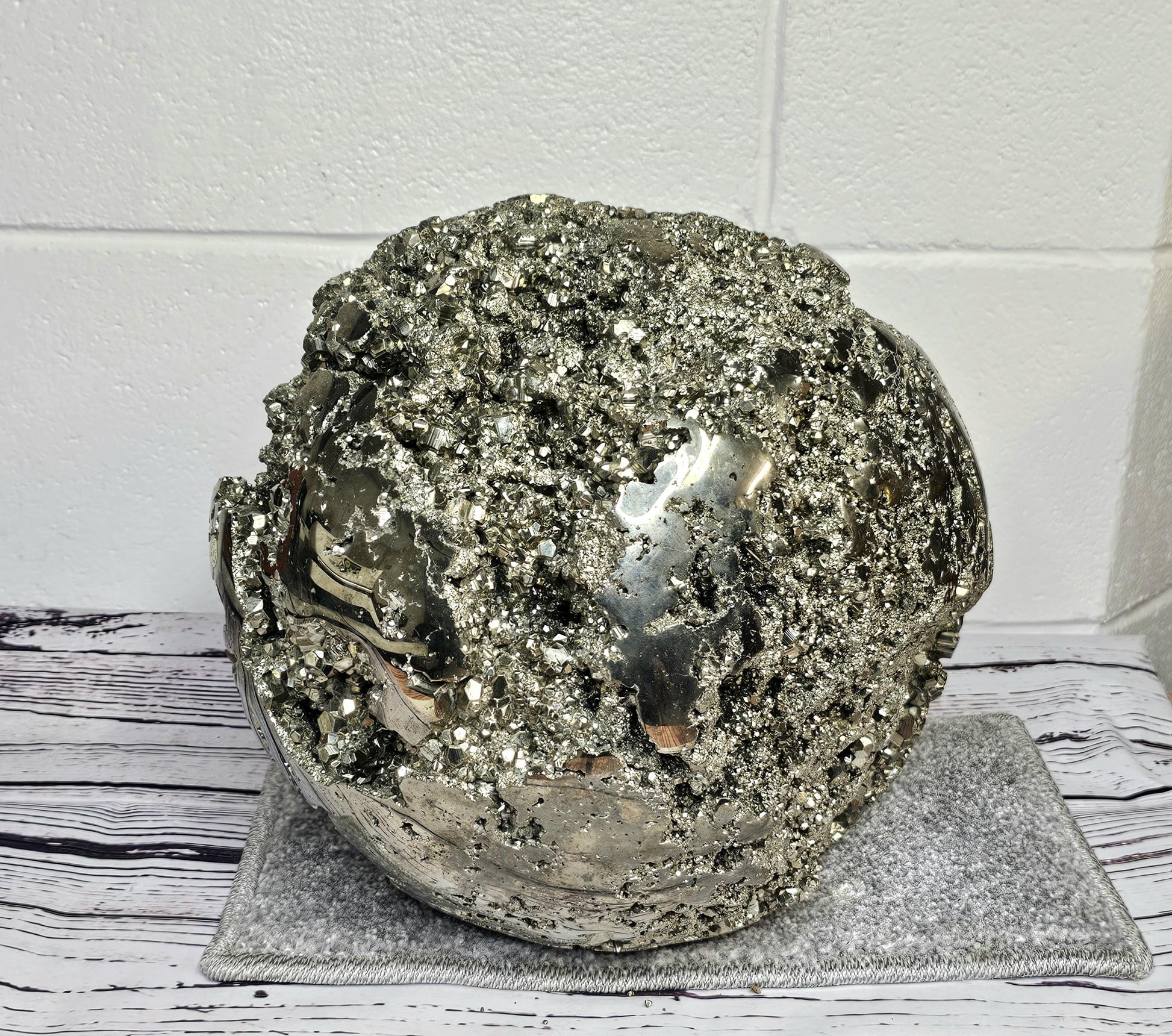 High-grade pyrite sphere from Peru, weighing 64kg