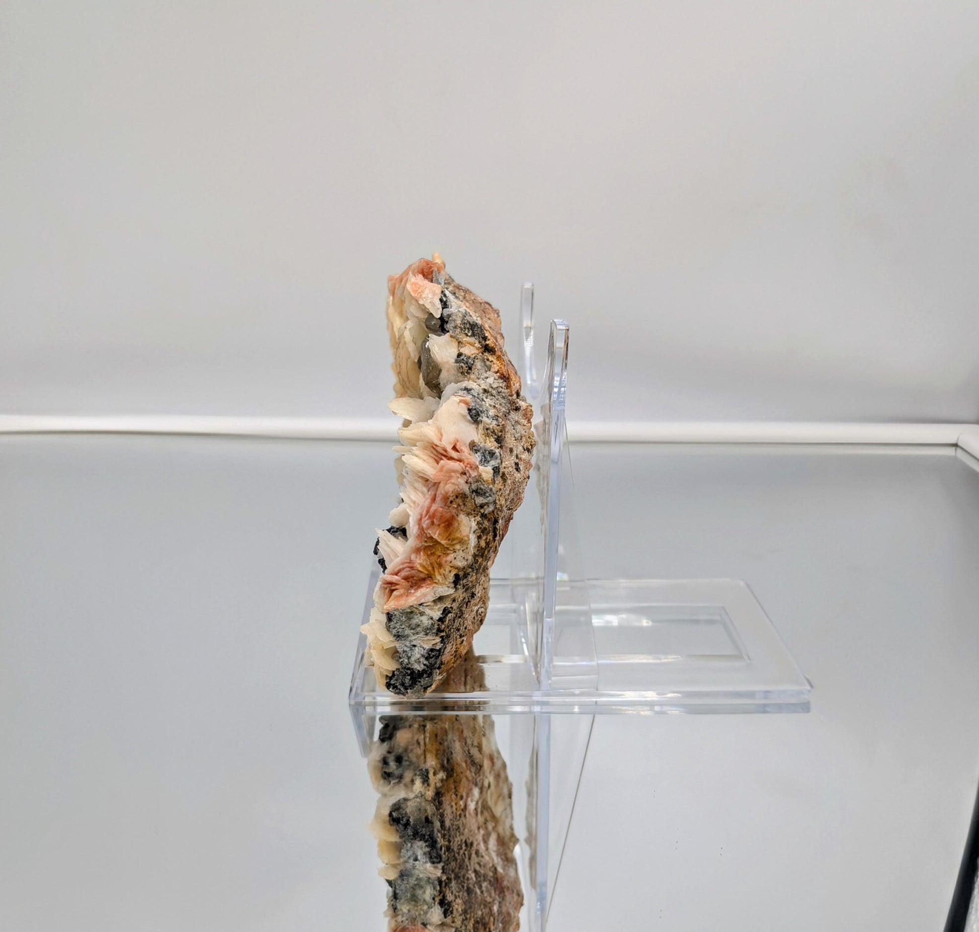 Premium Cerussite and Galena mineral on baryte cluster.