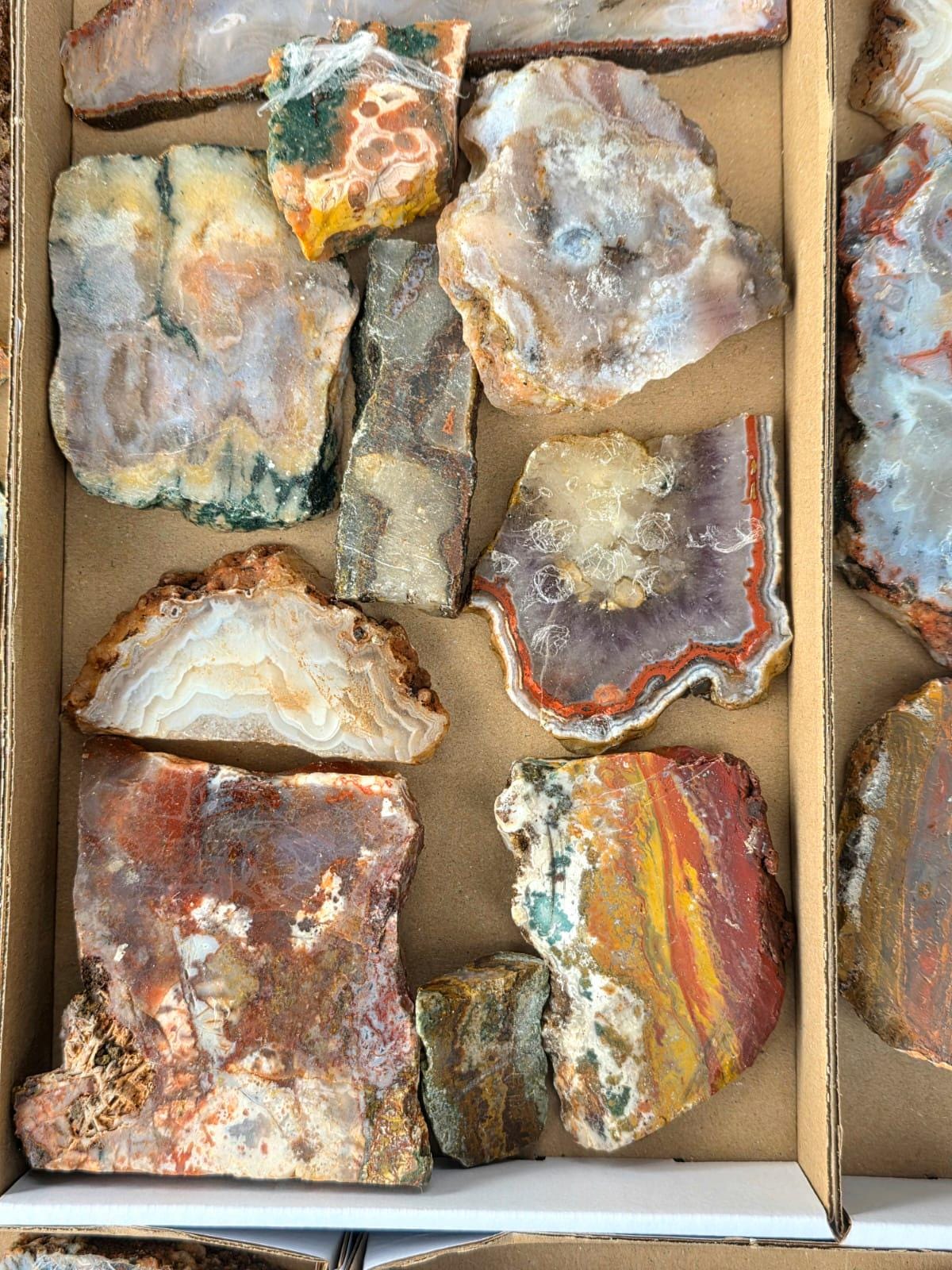 Pre cut agate slices lapidary rough material tray