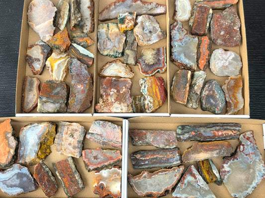 Moroccan agate slices rough lapidary material tray