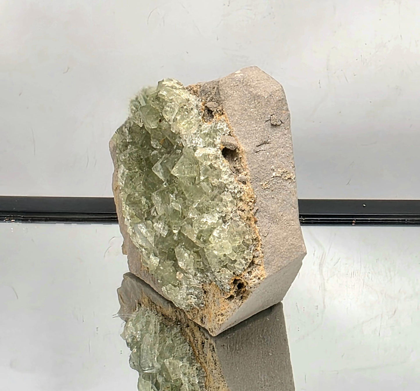 Octahedral green fluorite on matrix from new 2025 Moroccan find.