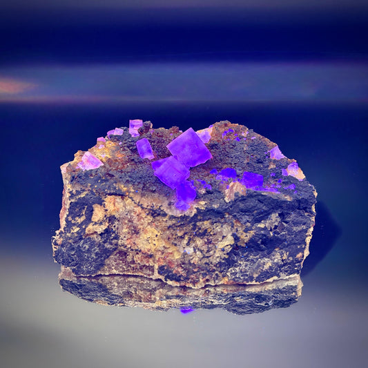 Natural Yellow Fluorite on original Hematite Matrix.