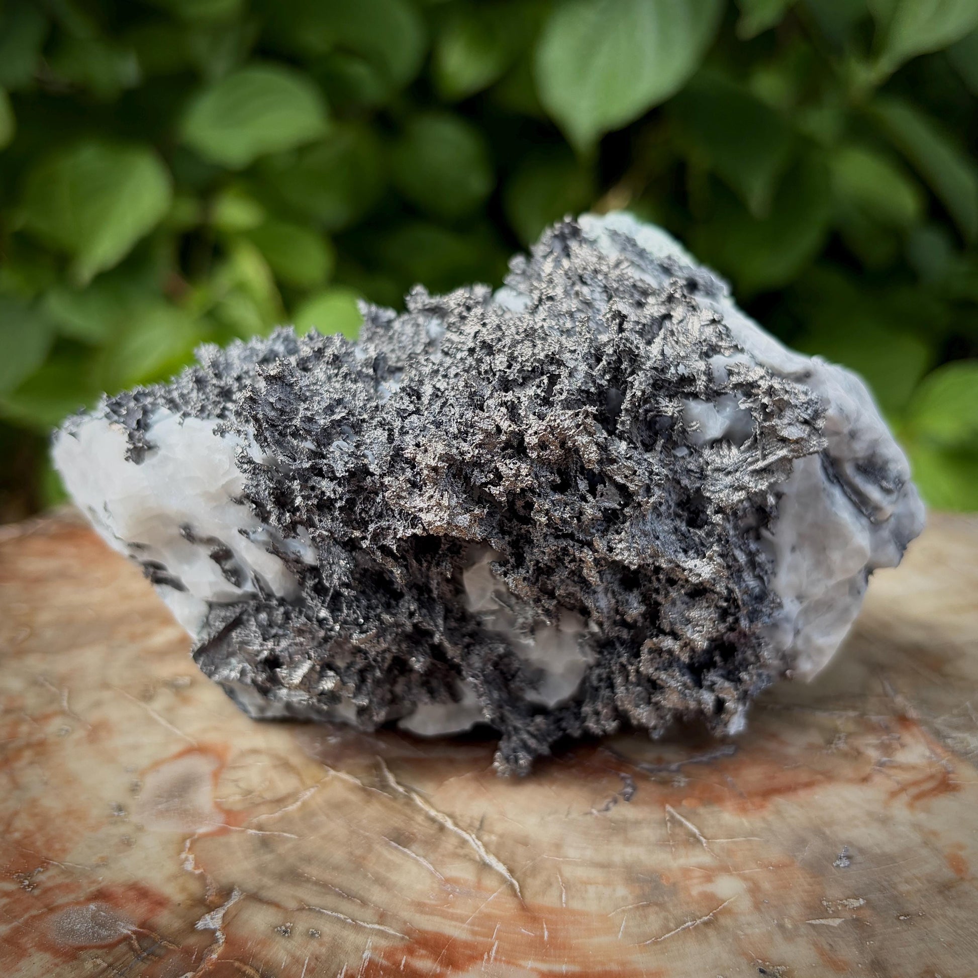 Moroccan Native Silver on Calcite collector mineral specimen
