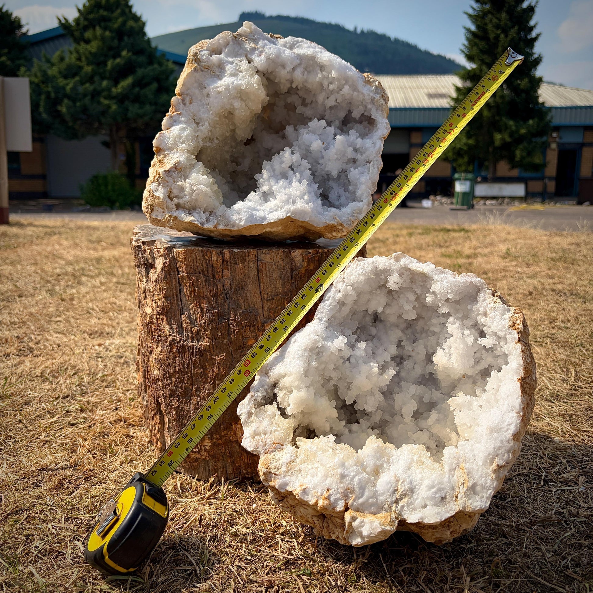 Natural Moroccan quartz geode showing its rugged exterior.