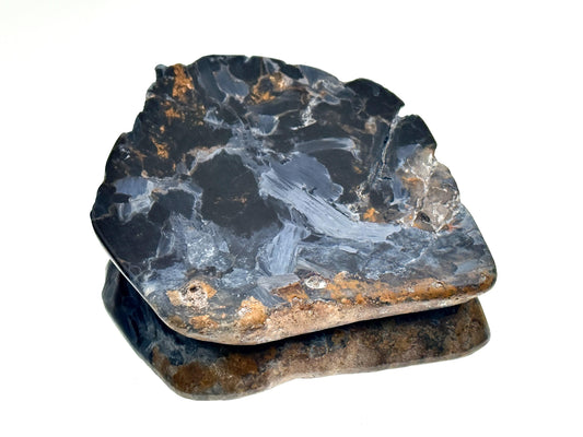 Polished pietersite with chatoyant mineral patterns