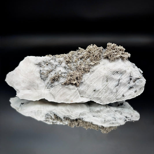 Native Silver on Calcite collector's mineral specimen.