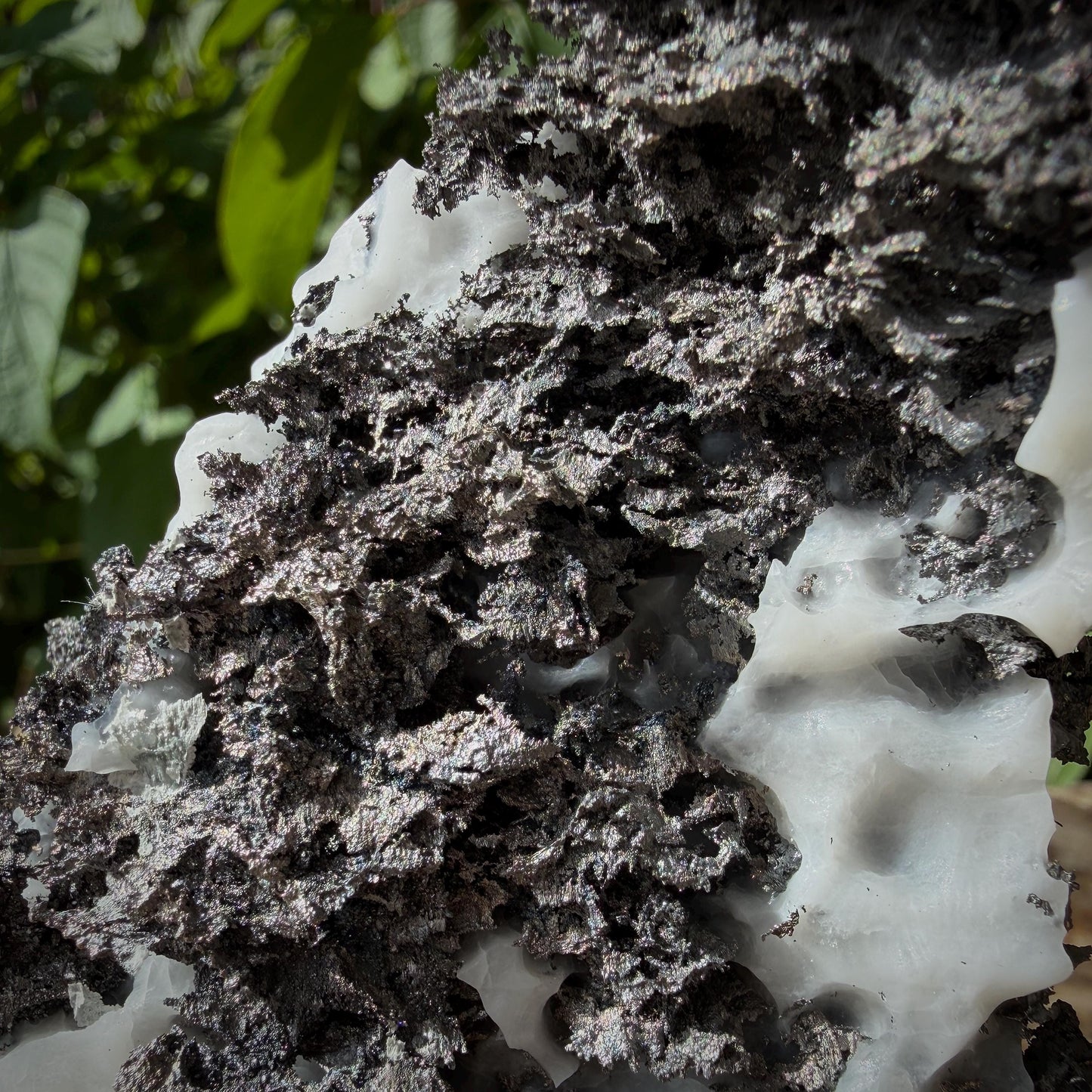 Native Silver with crystalline metallic formation