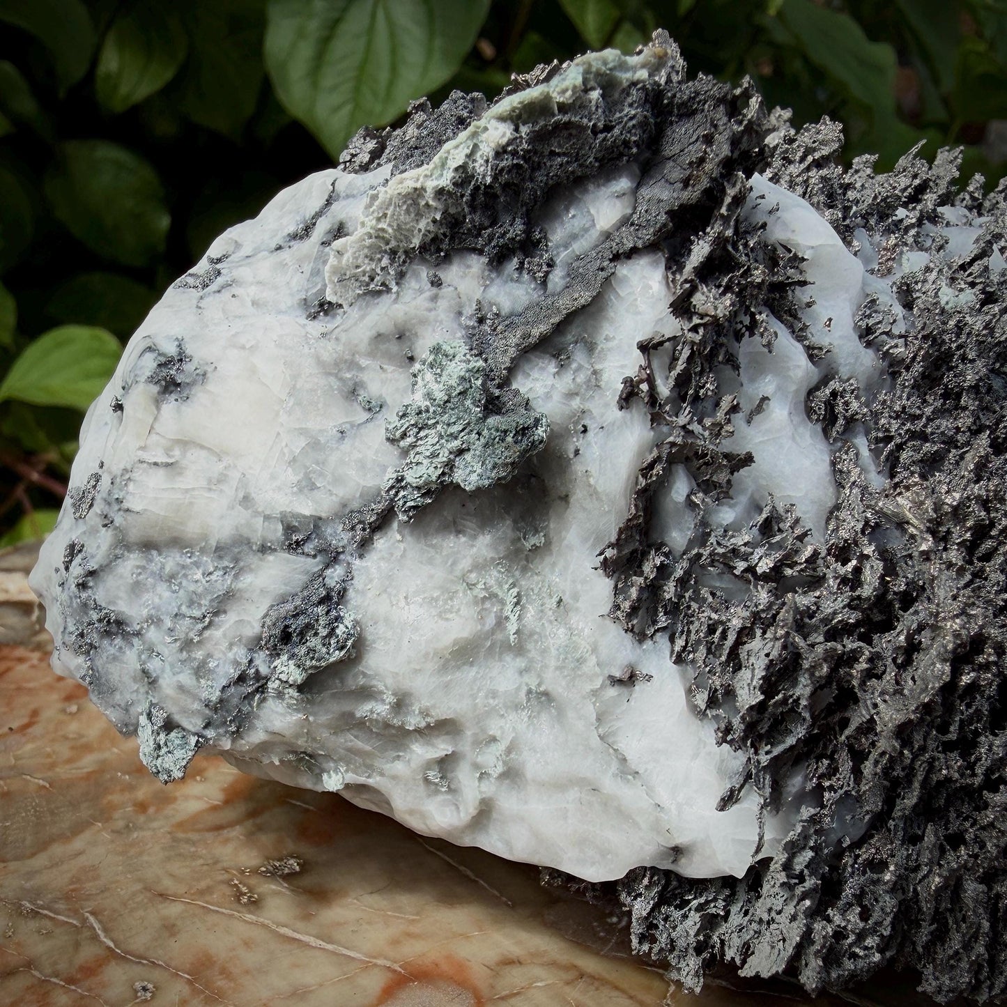 Native Silver specimen with striking metallic crystalline formation