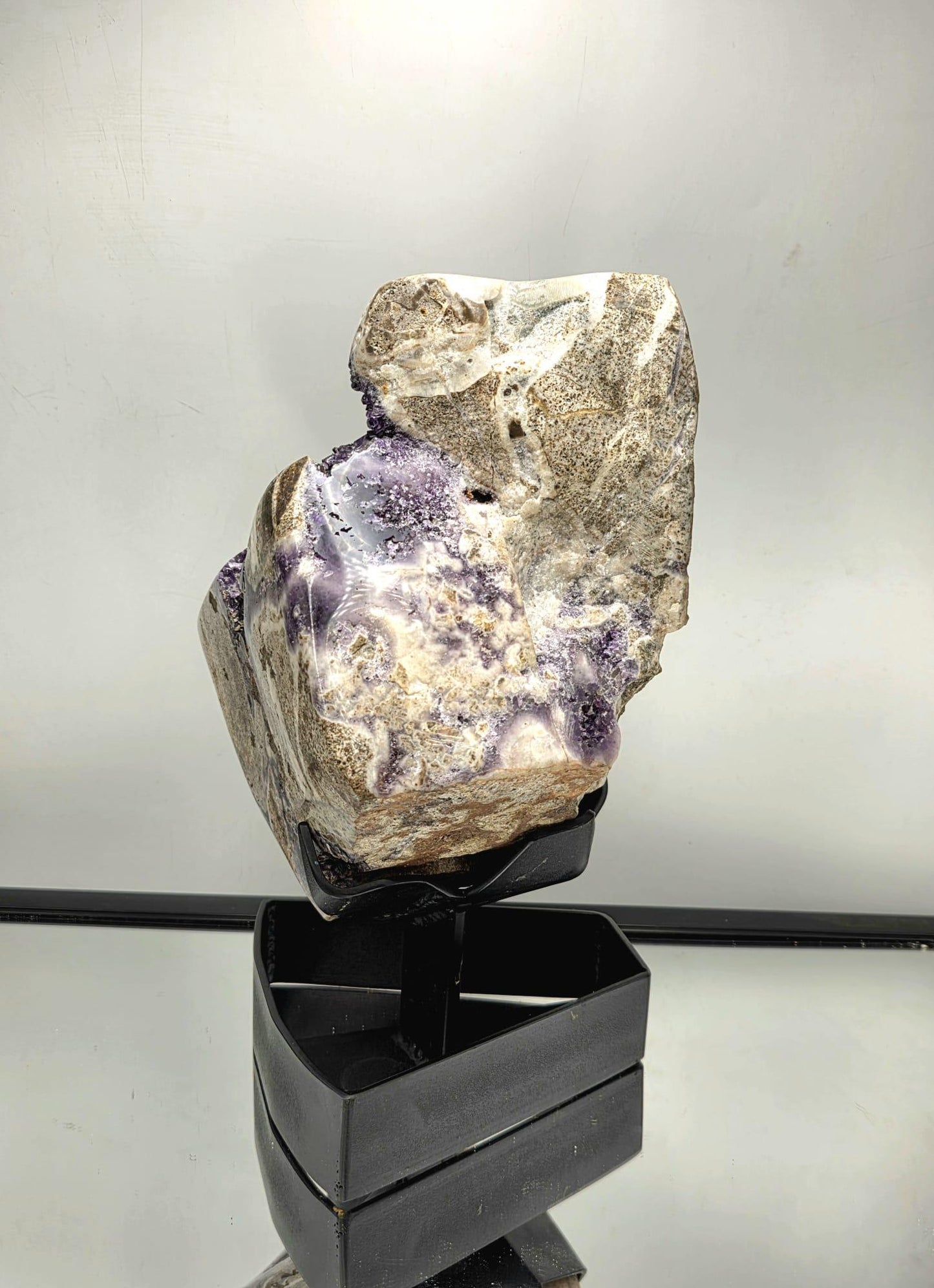 Detailed close-up of Amethyst crystal structure and clarity