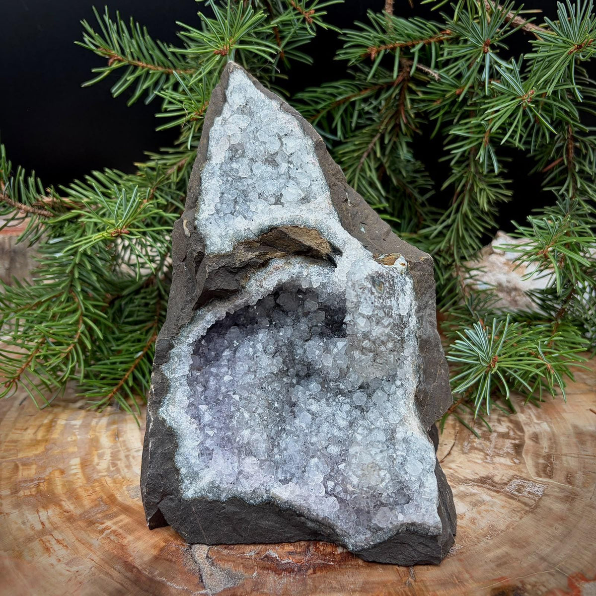Natural Brazilian Amethyst geode cut base