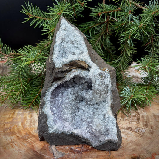 Natural Brazilian Amethyst geode cut base