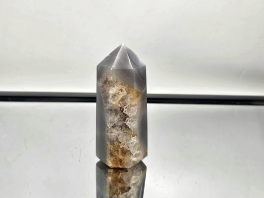 Natural blue Orca Agate crystal point for healing.