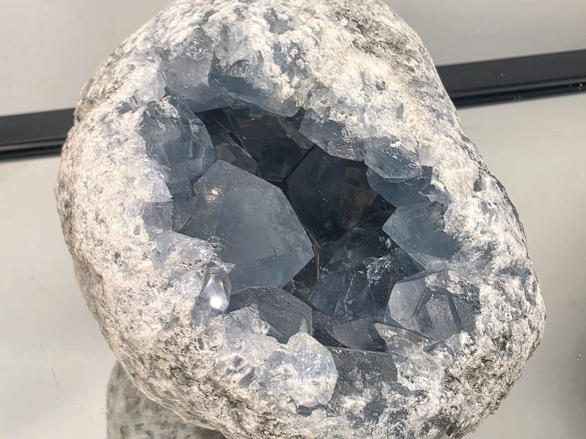 Natural celestite cluster from Madagascar with vibrant crystals