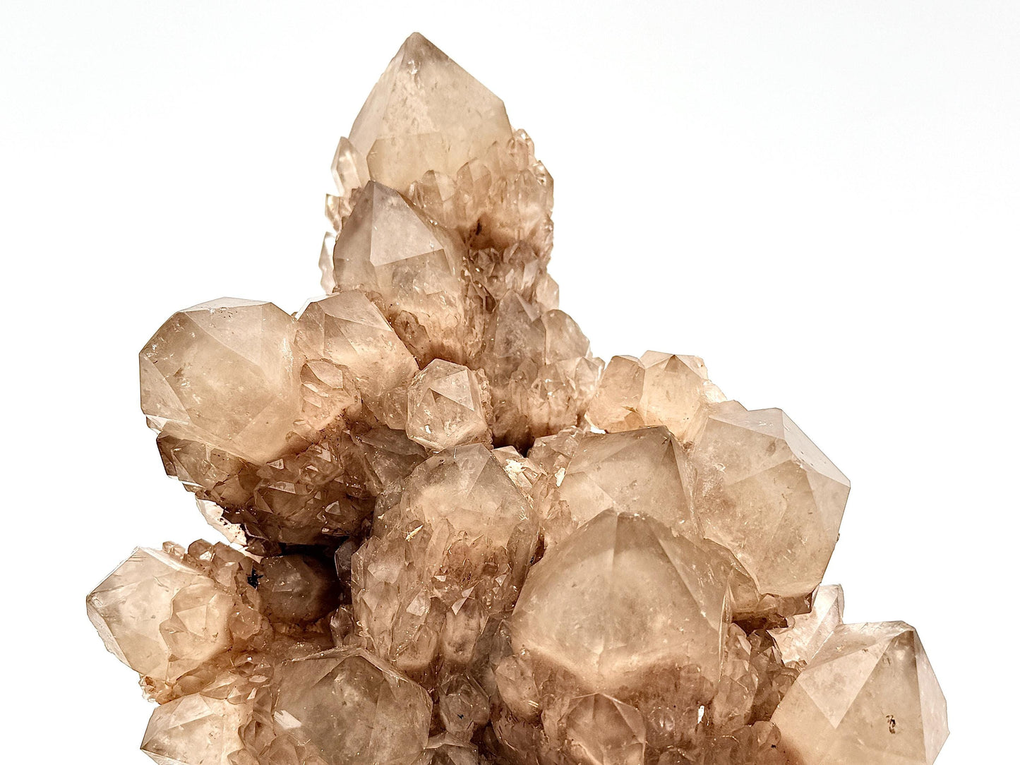 Natural citrine crystal cluster specimen with golden quartz points