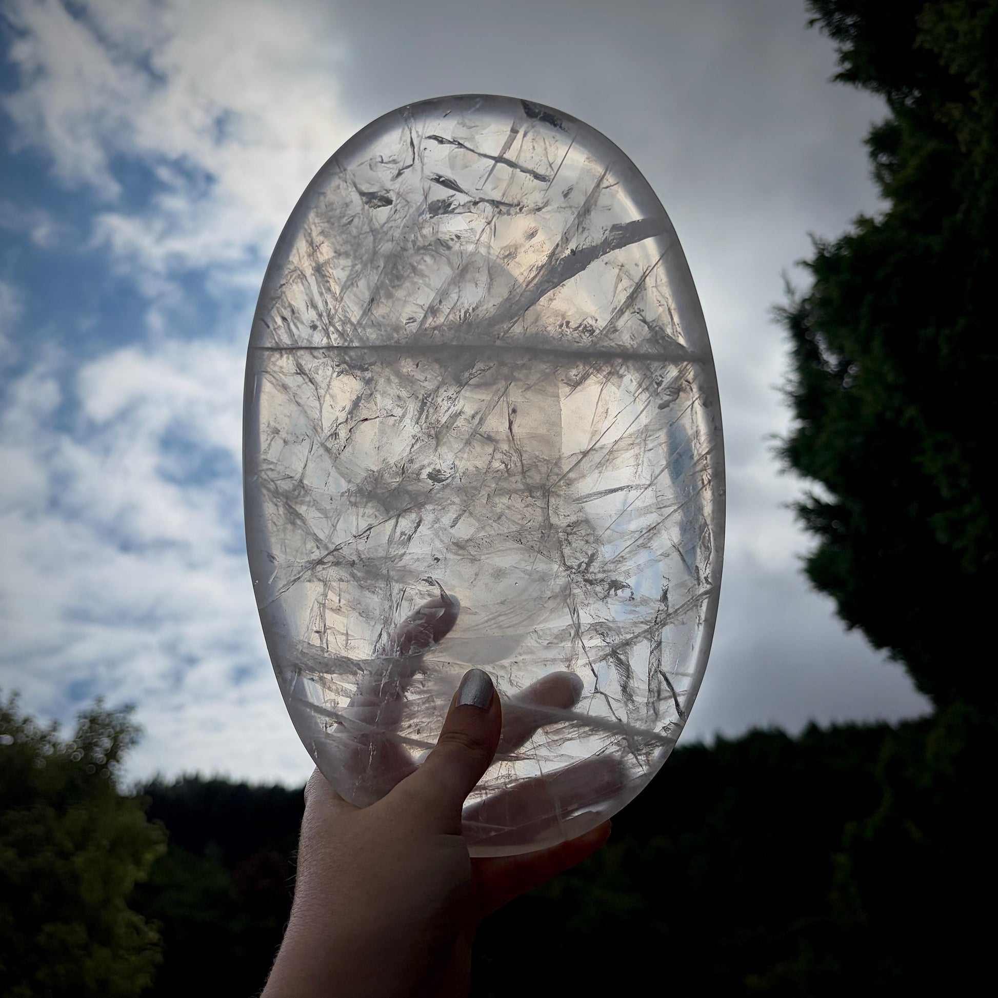 Natural Clear Quartz bowl with individual inclusions and character