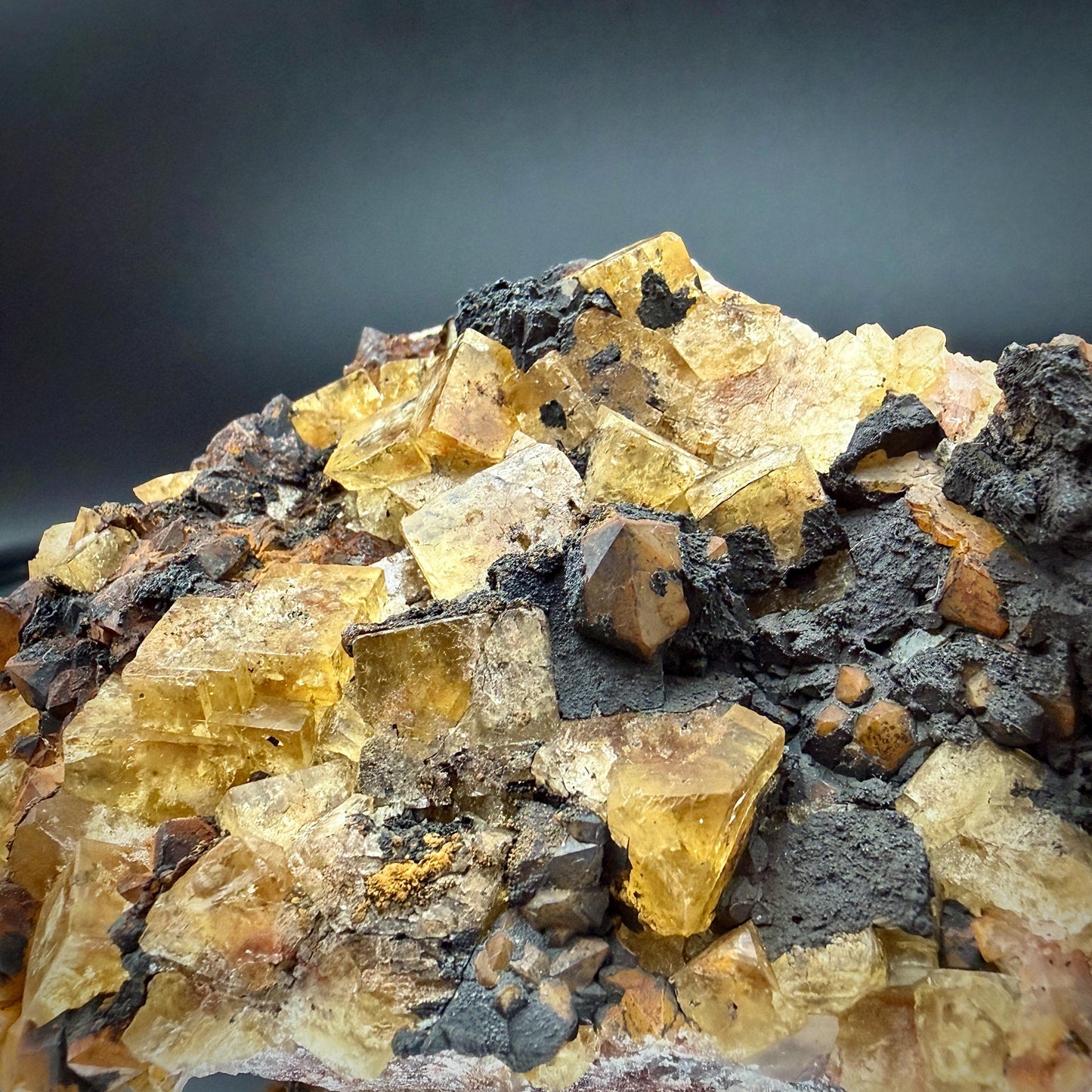 Yellow Fluorite crystal from Sidi Ayad, Morocco.