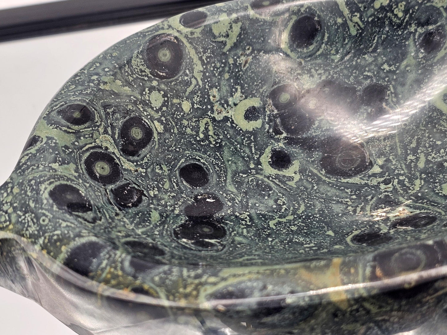 Natural decorative bowl made from polished Kambaba Jasper.