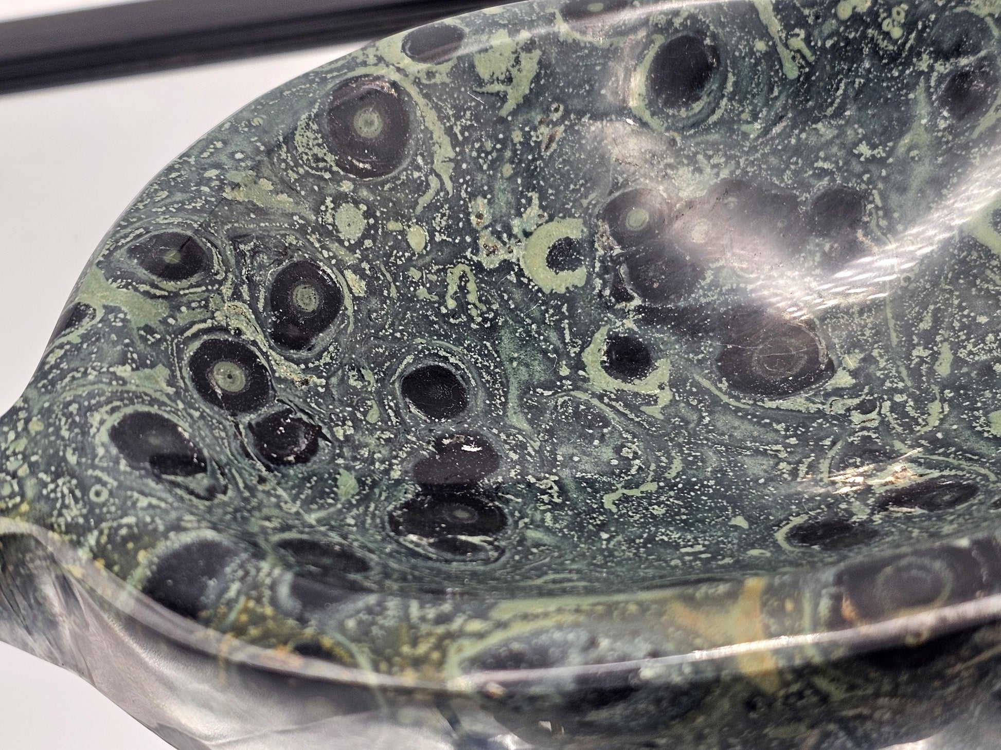 Natural decorative bowl made from polished Kambaba Jasper.