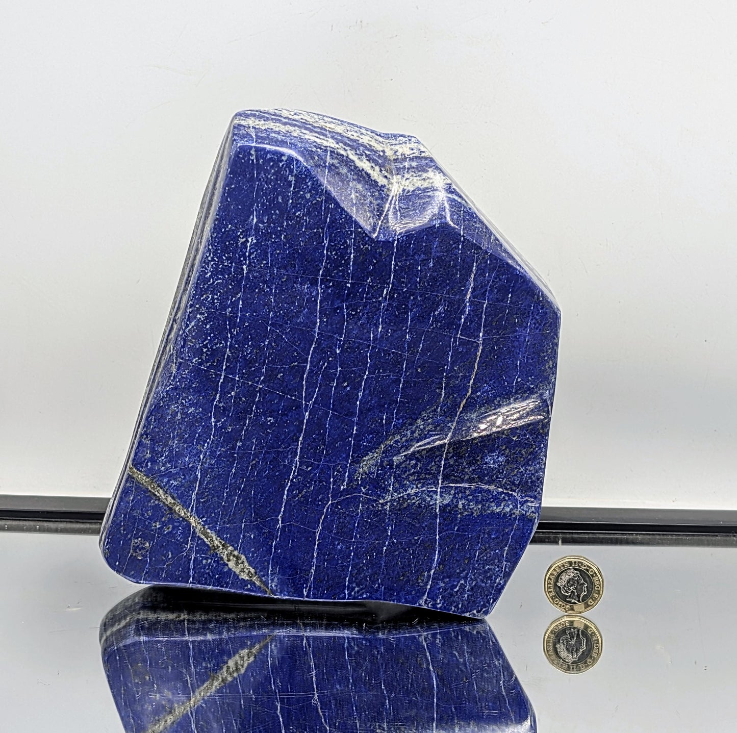 Natural Lapis Lazuli crystal accented with golden Pyrite.